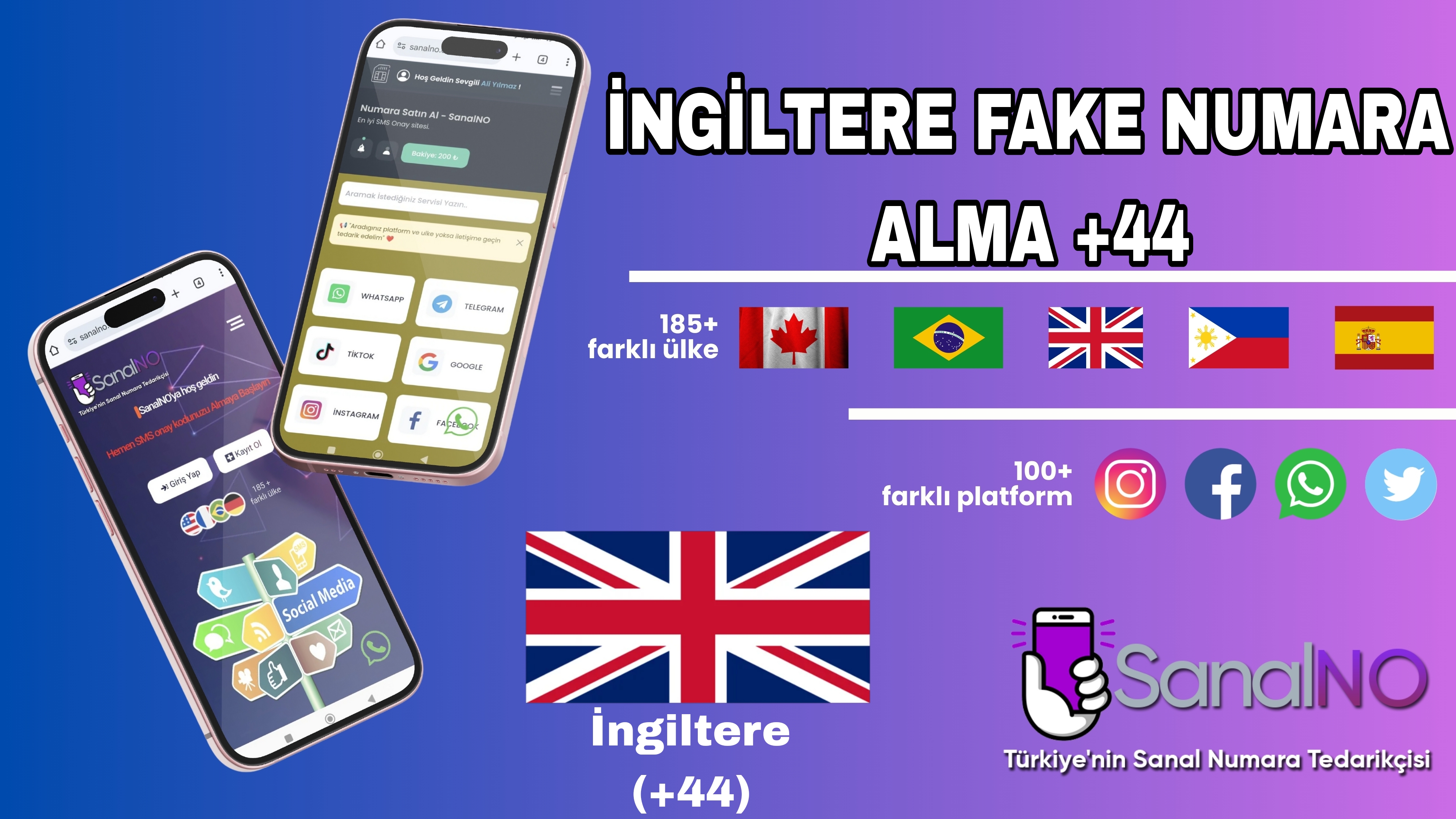İngiltere Fake Numara Alma +44